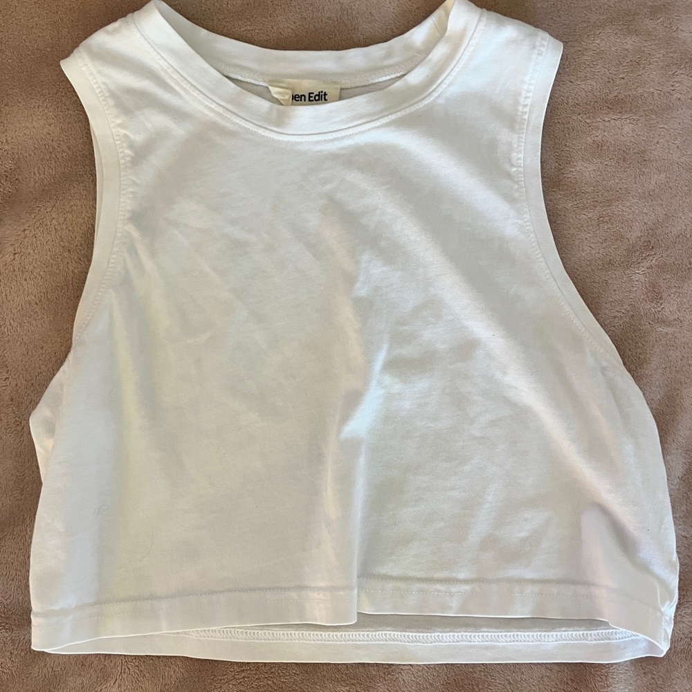 White Cropped Tank